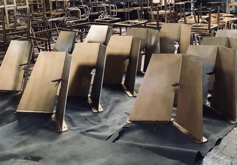 Donata Lifestyle production line, Steel bases for tables and chairs